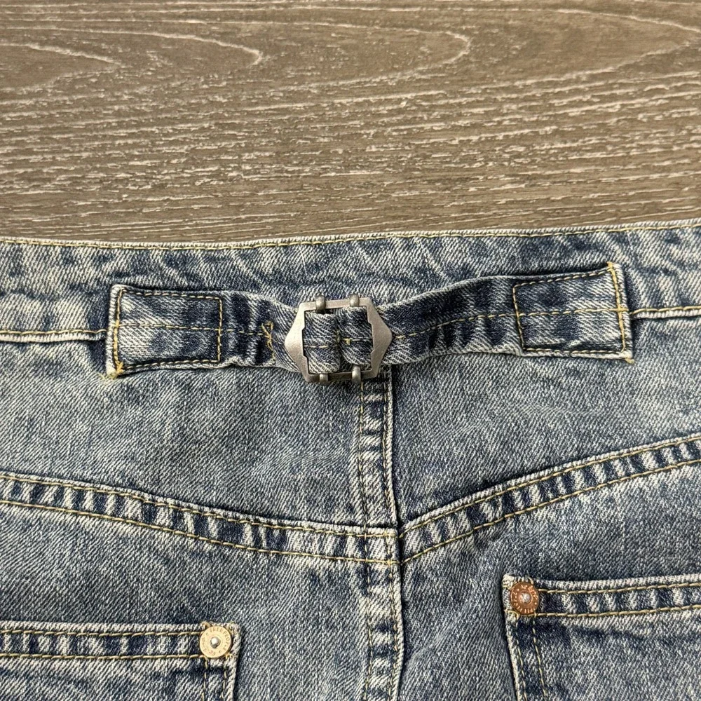 Free People We The Free Denim Mini Skirt Raw Hem 29 Button Fly Boho Western